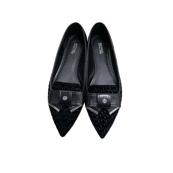 🌟Michael Kors🌟Black Velvet Bow Flats - Picture 1 of 3